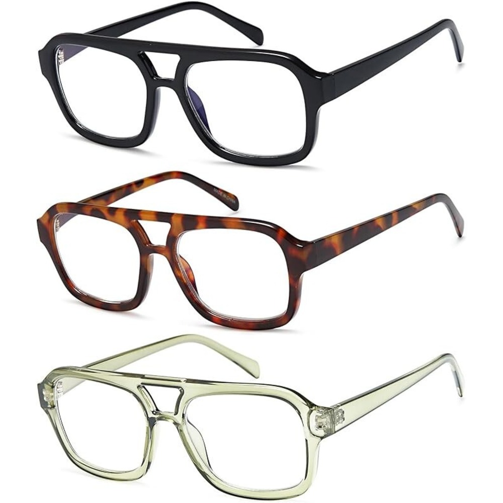 Aviator Unisex Reading Glasses 3 Pack Blue Light Blocking x1.00 Strength